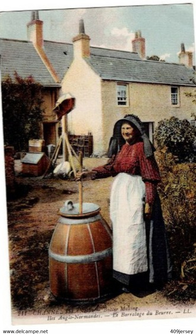 Channel Islands  , Postcard No 211 - Butter Making--LL  (LOUIS LEVY ) Not Postally Used ,white Back, Colour - Autres & Non Classés