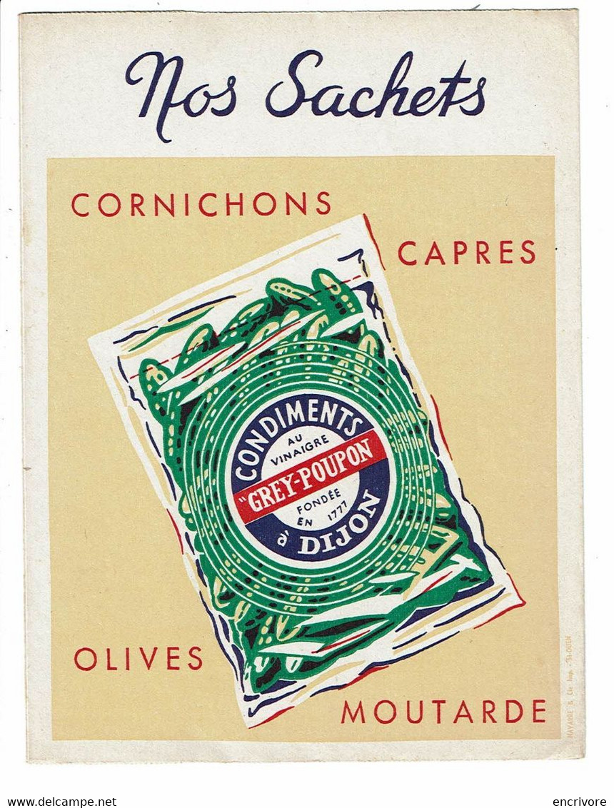 Protège Cahier GREY POUPON Moutarde Cornichons Capres Olives Condiments à DIJON Charcuterie DUCROCQ à Amiens - Mostard