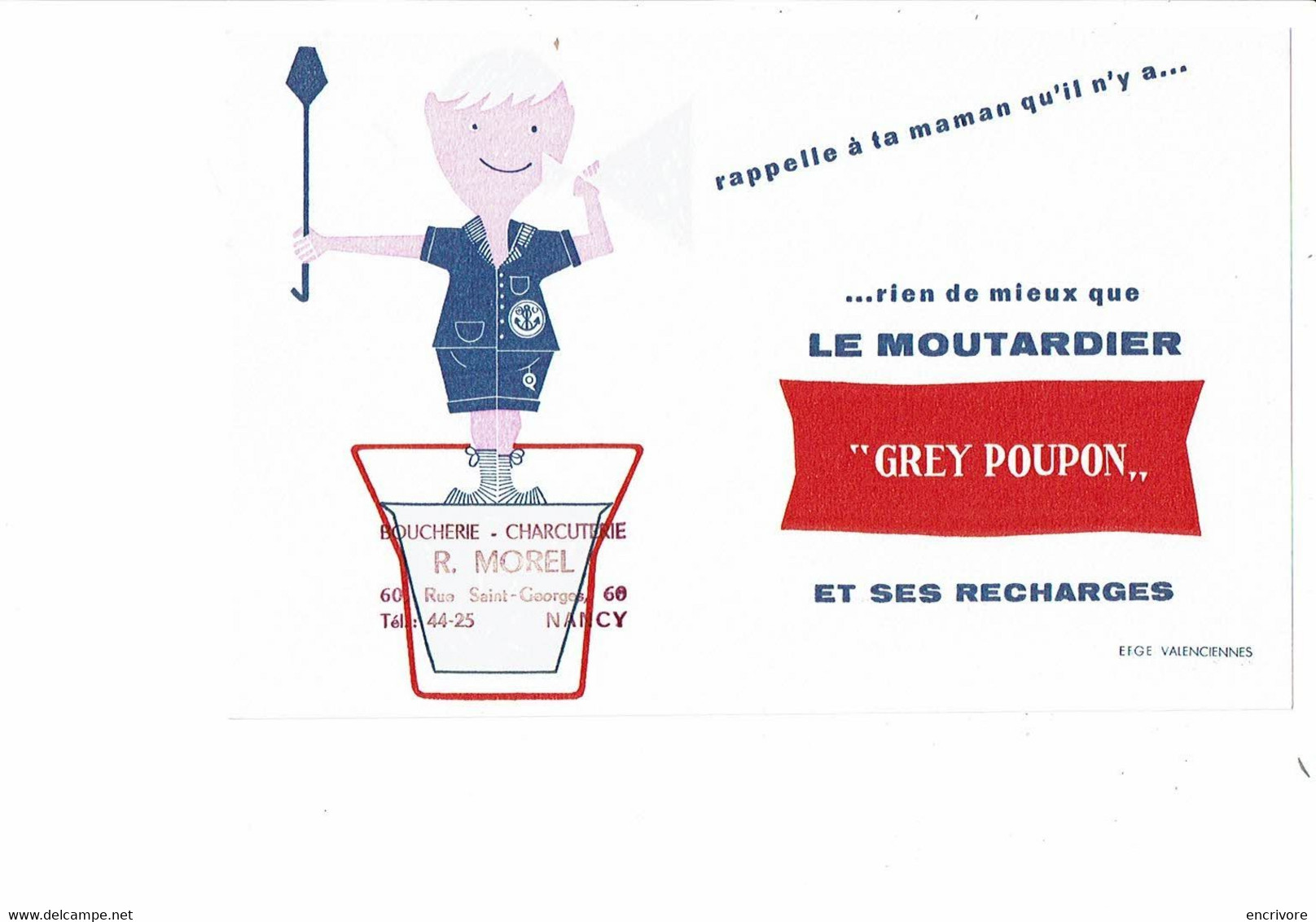 Buvard GREY POUPON Moutarde Moutardier Et Recharges Boucherie Charcuterie MOREL Nancy Tampon - Moutardes