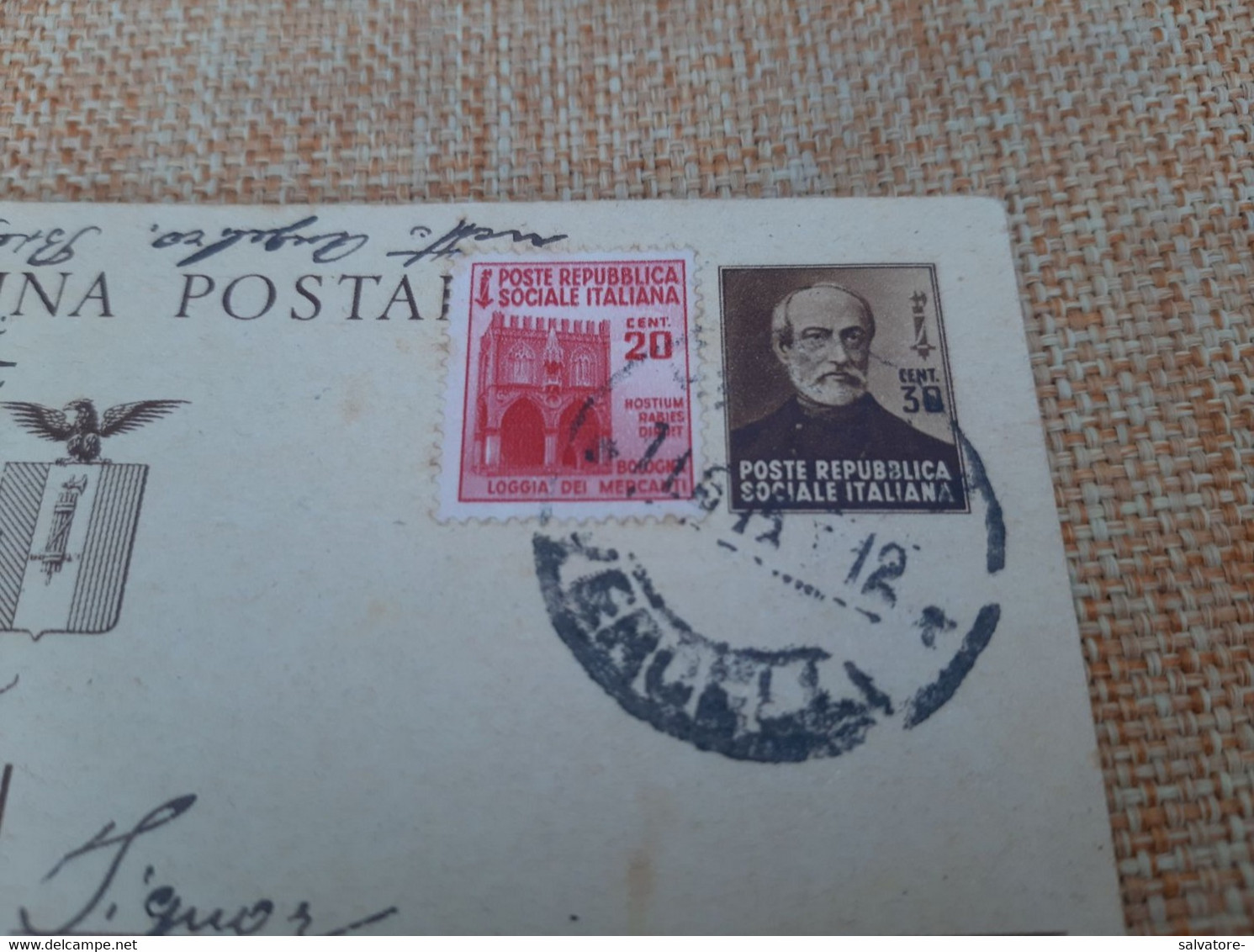 CARTOLINA POSTALE REPUBBLICA SOCIALE LIRE 30 C0N AGGIUNTA LIRE 20- 1945 - Stamped Stationery