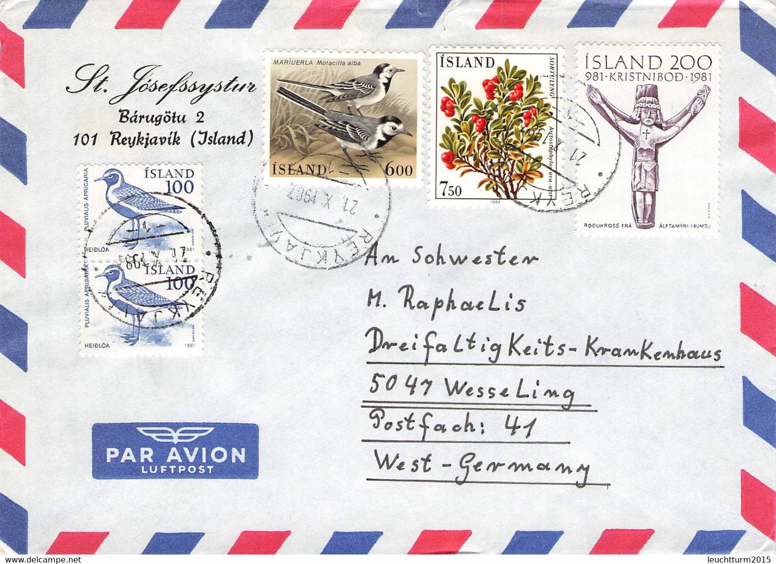 ICELAND - AIRMAIL 1987 > WESSELING/DE / ZL388 - Luftpost