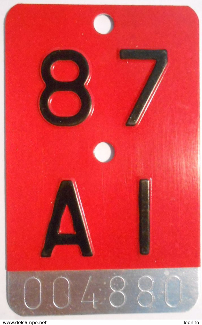 Velonummer Appenzell Innerrhoden AI 87 - Kennzeichen & Nummernschilder
