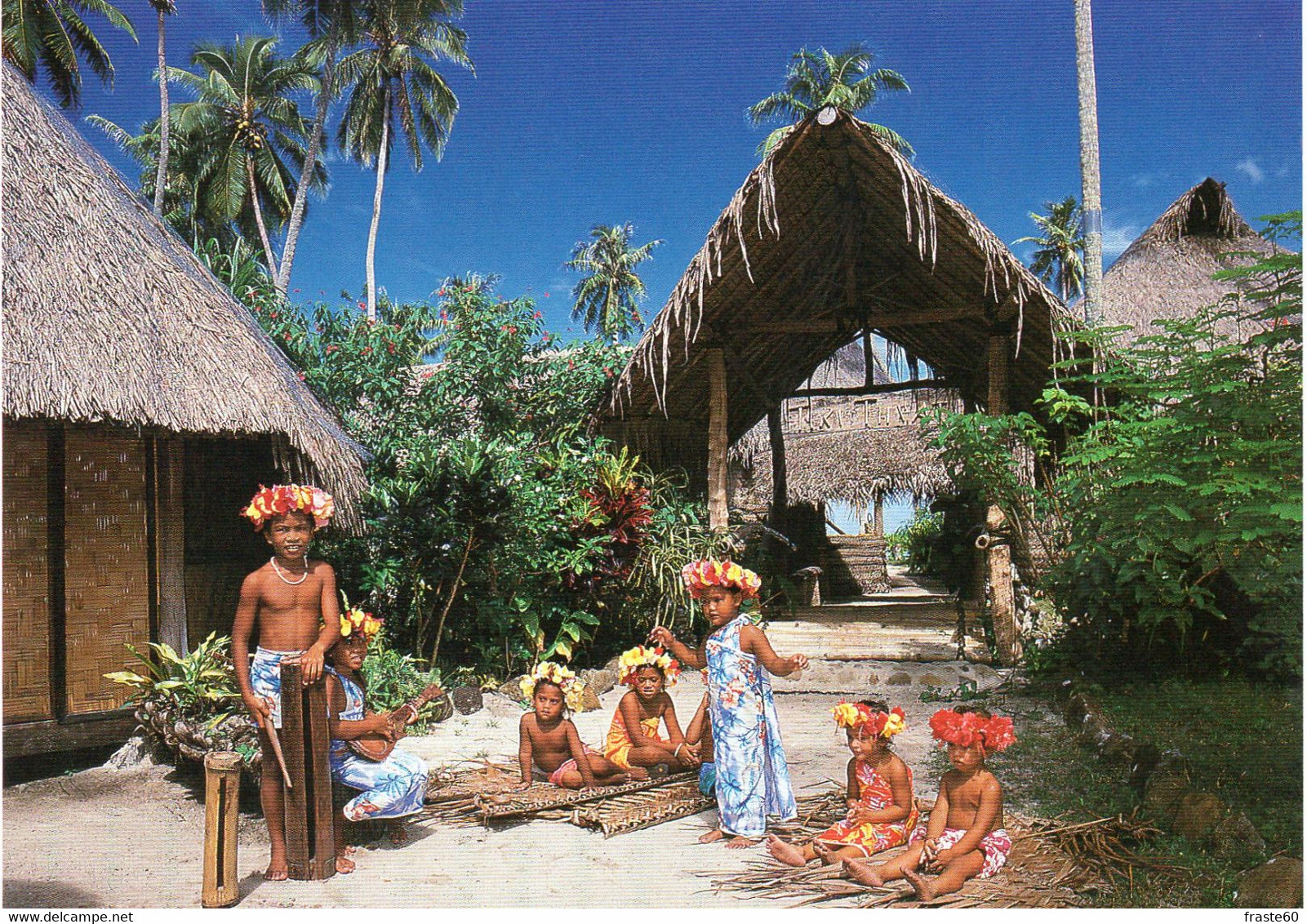 Tahiti - Carte De Voeux Bonne Année En 2 Volets - Enfants Tahitiens - Polynésie Française