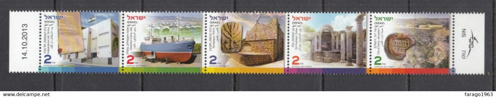 2014 Israel Landmarks Tourism  Complete Strip Of 5 MNH @ BELOW FACE VALUE - Ongebruikt (zonder Tabs)