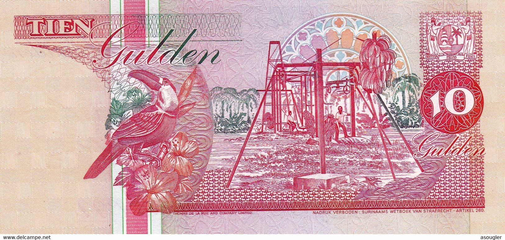 Surinam 10 Gulden 1998 UNC P-137b "free Shipping Via Regular Air Mail (buyer Risk)" - Surinam