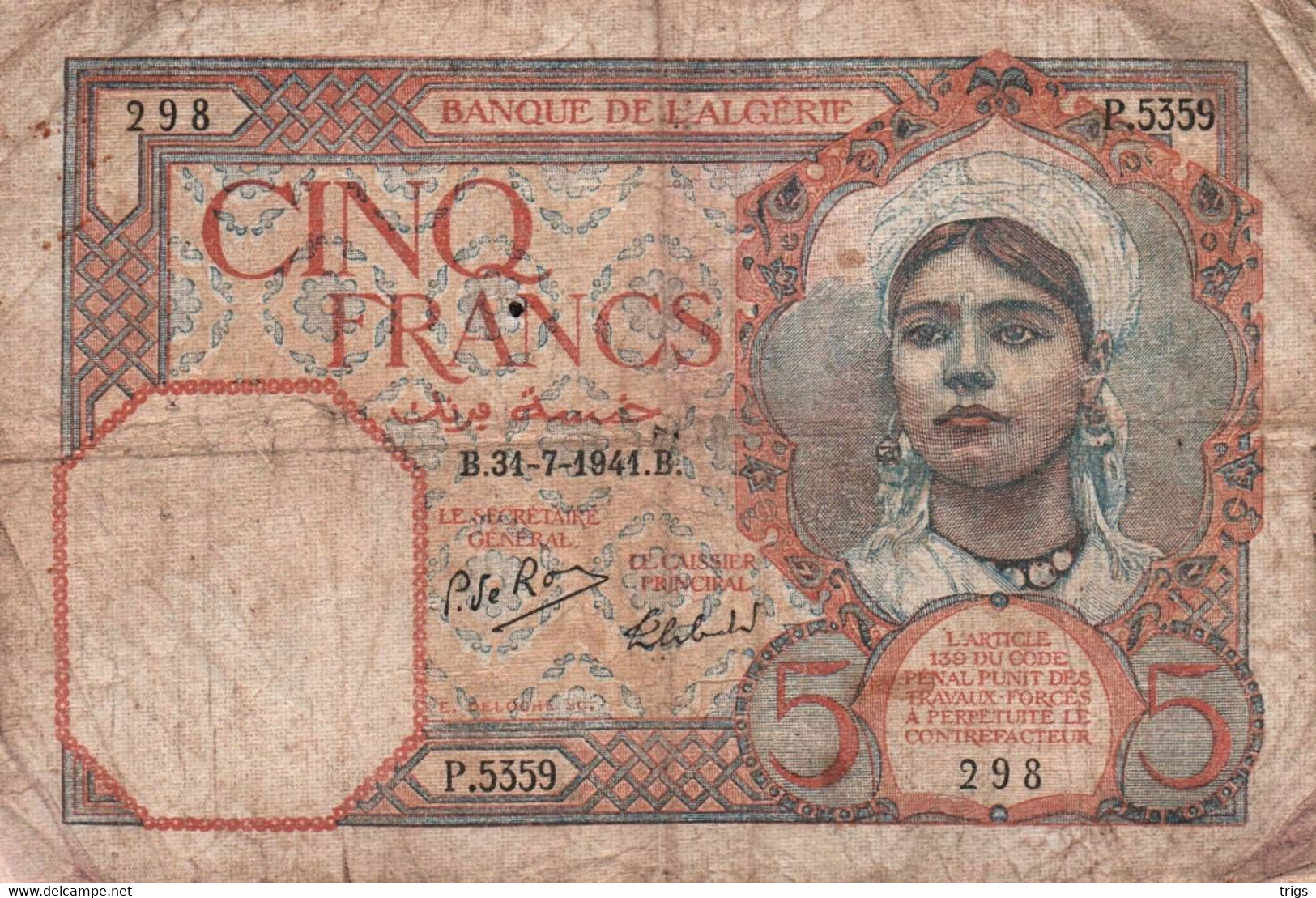 Algerije - 5 Francs - Algeria