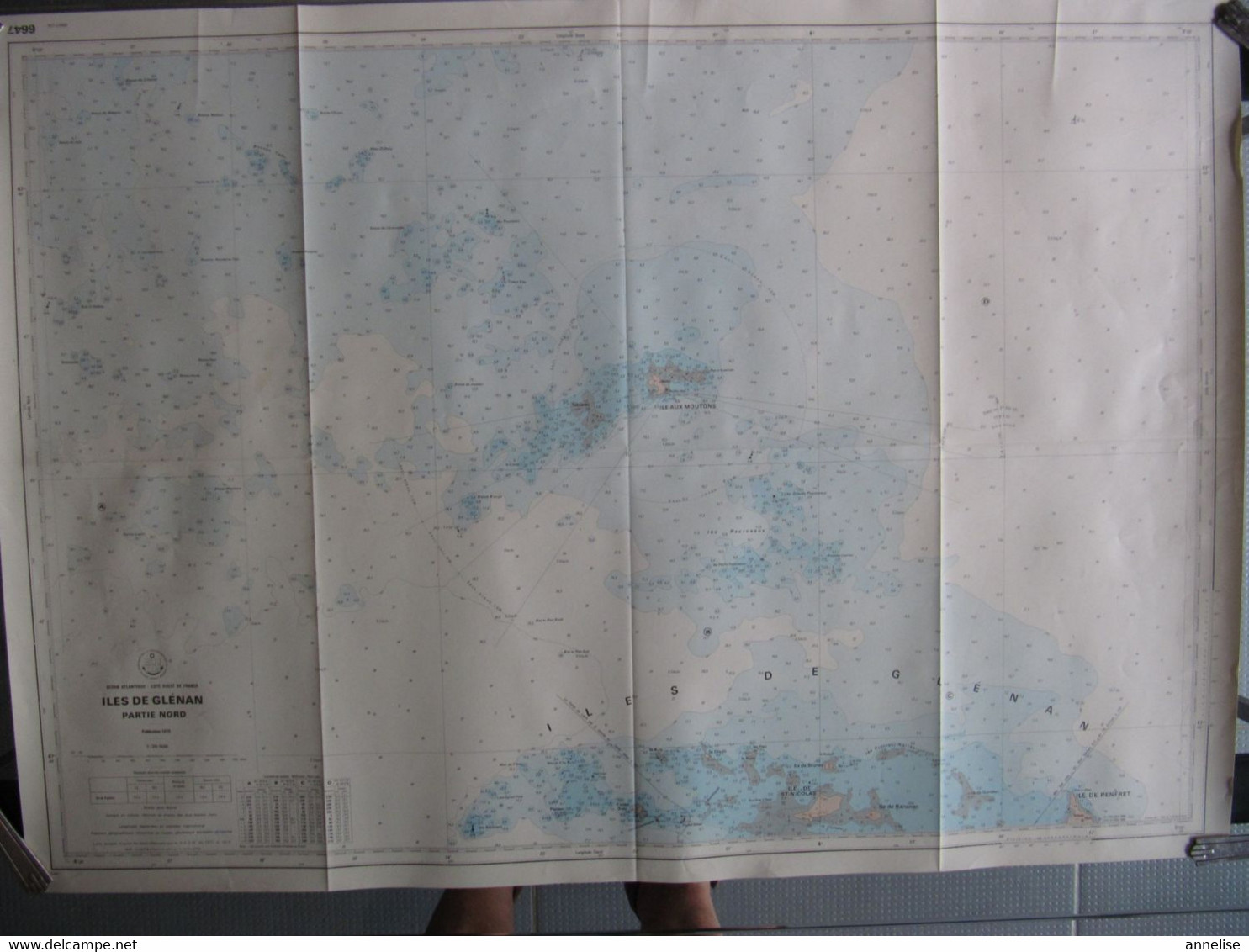 Carte Marine N°6647 Iles De Glénan Nord 56 Ile St Nicolas, Ile Aux Moutons 1978 - Nautical Charts