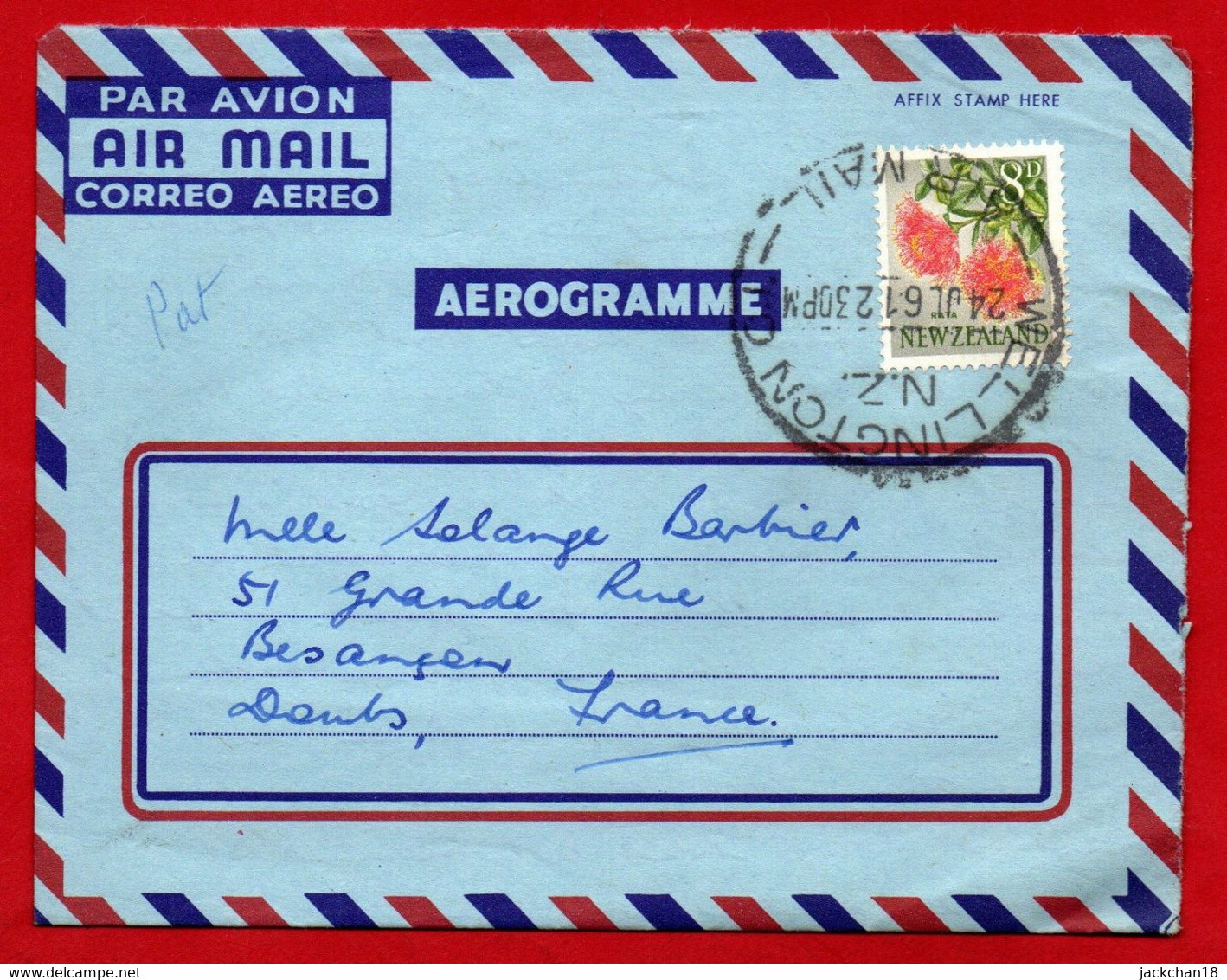 -- AEROGRAMME / WELLINGTON  AIR MAIL  / à DESTINATION DE LA FRANCE -- - Storia Postale