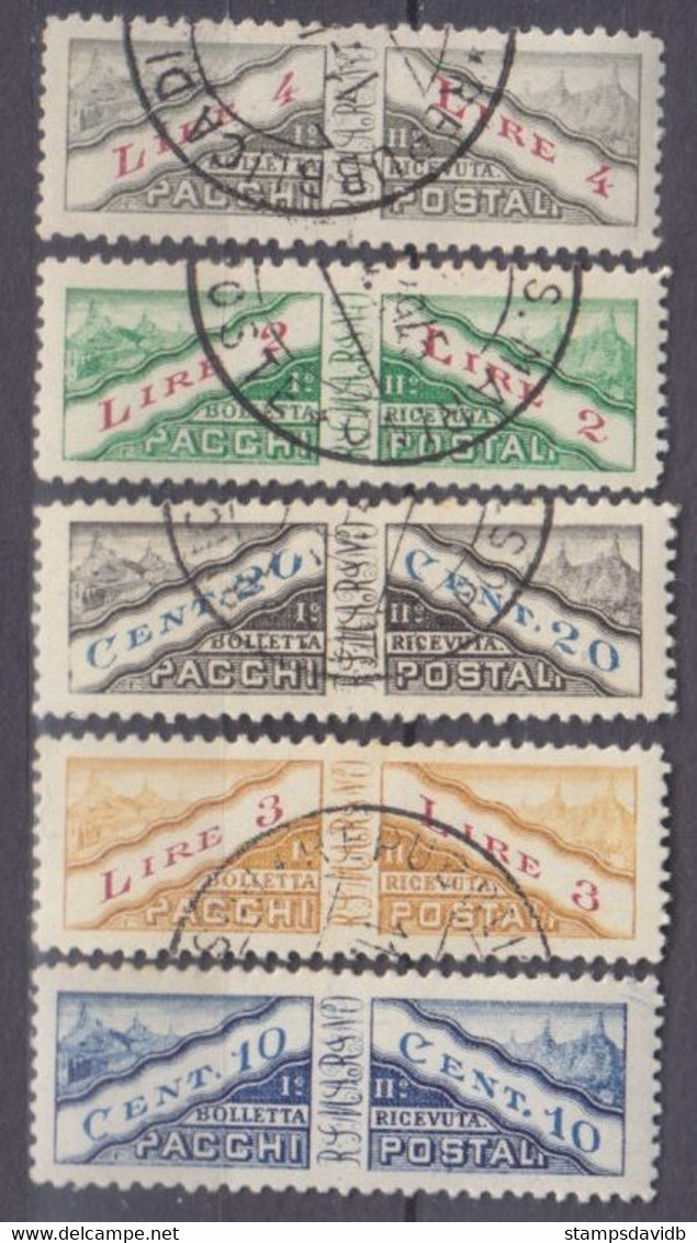 1928 San Marino Pa2-Pa3,Pa9-Pa11 Used Parcel Post - Oblitérés