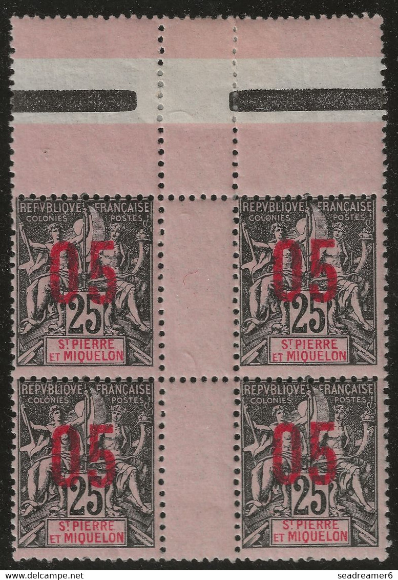 Colonies Groupe St Pierre & Miquelon Bloc De 4 Sans Millésime N°98A** Variété 0 & 5 Espacés à Normal Signé Calves - Unused Stamps