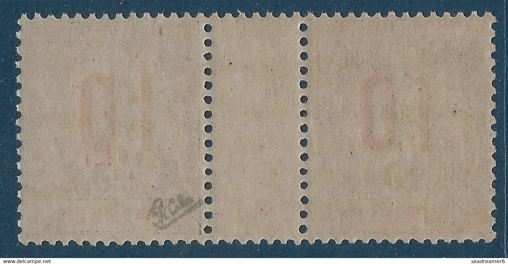 Colonies Type Groupe Mohéli Paire Interpanneau N°21Aa** Variété 1 & 0 Espacés Tenant à Normal Signé Calves - Unused Stamps