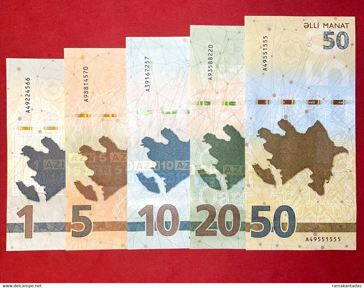 Azerbaijan 2020 - 2022 * 1 + 5 + 10 + 20 + 50 Manats * LOT Of 5 Banknotes * NEW * UNC - Aserbaidschan