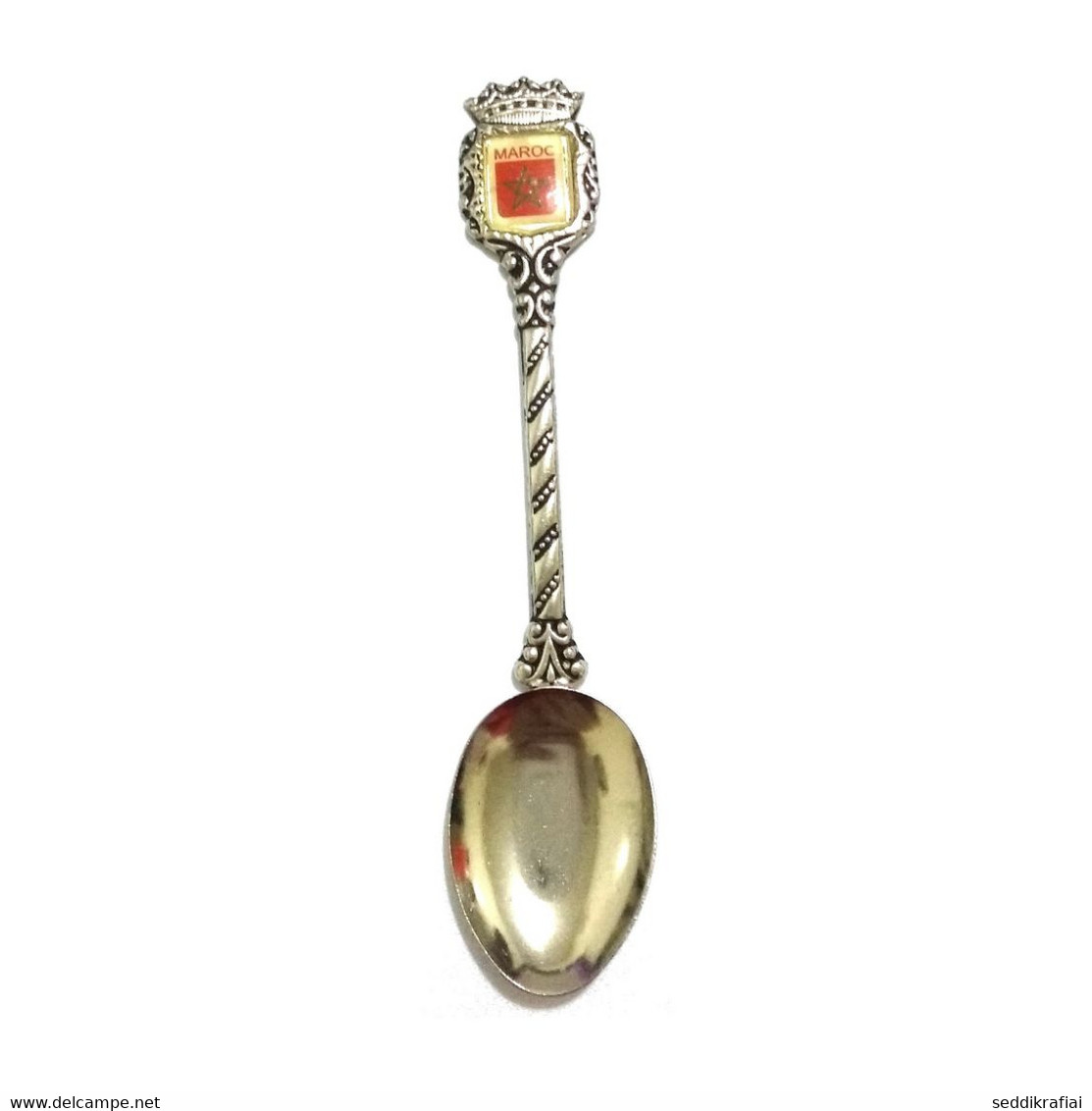 Vintage Souvenir Silver Spoon With Morocco Logo Handmade From Morocco - Cuillers