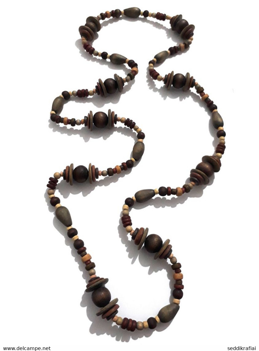 Vintage Ethnic Berber Handmade African Niger Tuareg Necklace Wood Tribal Jewelry - Necklaces/Chains