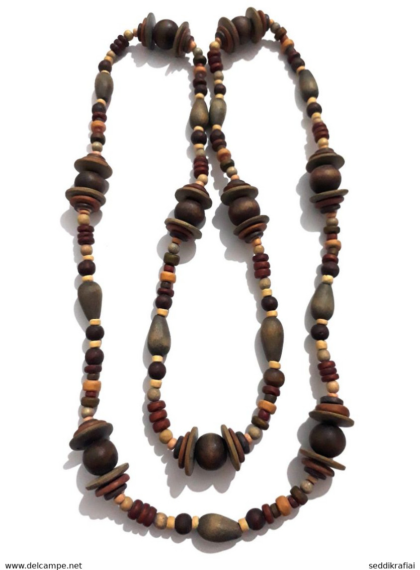 Vintage Ethnic Berber Handmade African Niger Tuareg Necklace Wood Tribal Jewelry - Halsketten