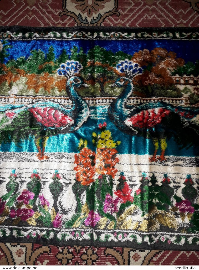 Antique Carpet Peacock Shaggy Woven Tablecloth Colorful Wall Rug Original Tapestry 113x50 - Tapijten