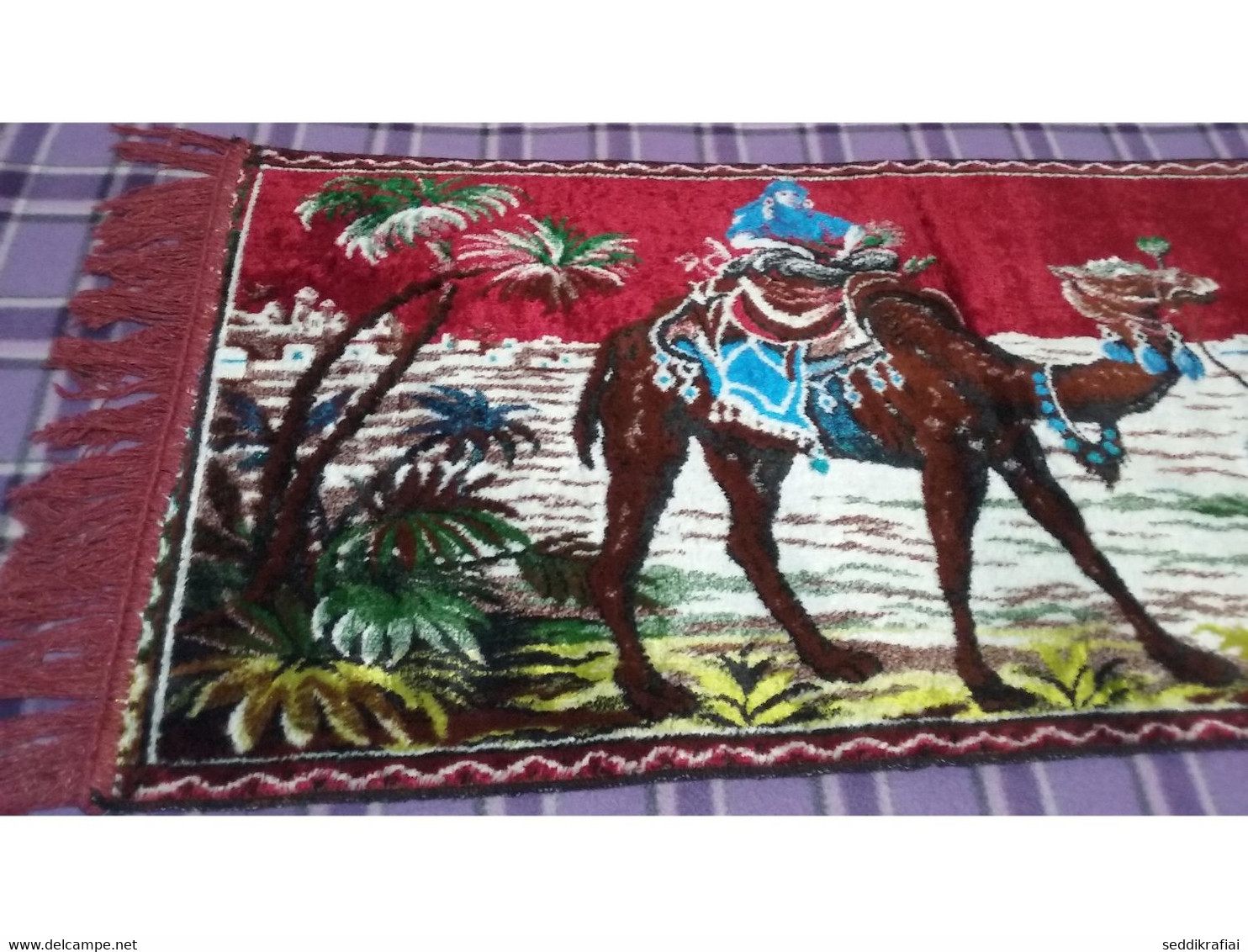 Antique Carpet Camel Sahara Woven Tablecloth Colorful Wall Rug Original Tapestry 119x49CM