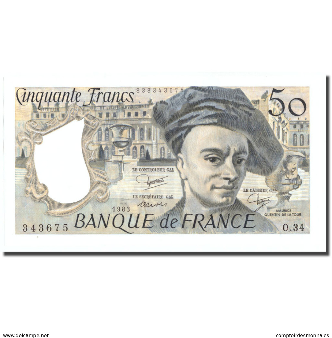 France, 50 Francs, 50 F 1976-1992 ''Quentin De La Tour'', 1983, 1983, SPL+ - 50 F 1976-1992 ''Quentin De La Tour''