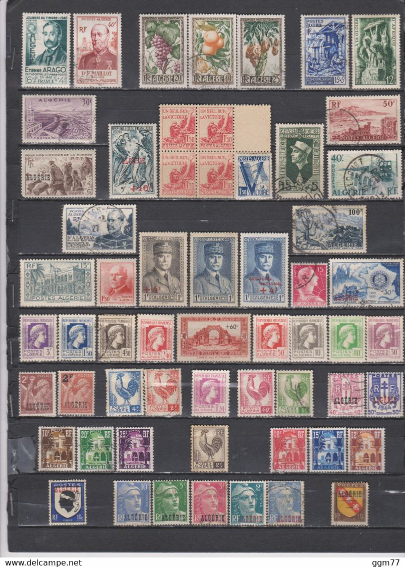 118 TIMBRES ALGERIE OBLITERES & NEUFS**&* + SANS GOMME DE 1941 à 1957  Cote : 89,75 € - Used Stamps