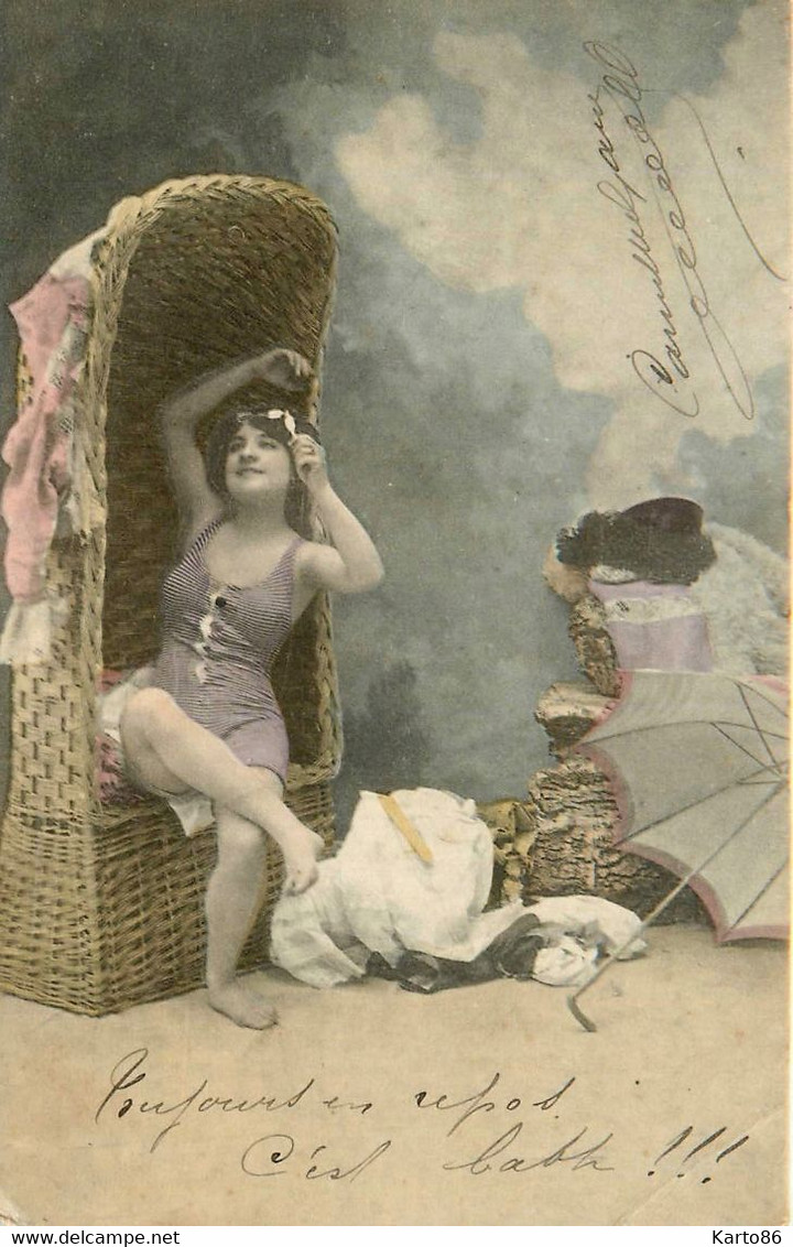 Baigneuse * Série De 3 CPA 1904 * Femme Maillot De Bain Mode * Art Nouveau - Mode