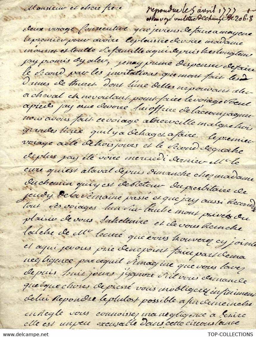 1777 LA BAZOUGE LES ALLEUX Mayenne LETTRE SIGN. Cabannes Ancien Soldat De La Compagnie Des Indes  LETTRE FAMILALE - Documentos Históricos