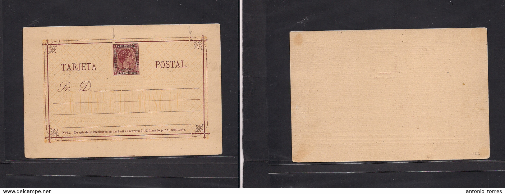 Philippines. 1879. Entero Postal Habilitado 3c UPU Sobrec De Alfonso XII. Nuevo Con Unsealed Doble Rotura Linea Superior - Philippinen