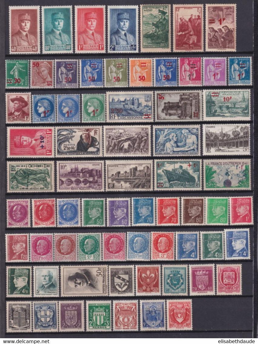 ANNEE 1941 COMPLETE - YVERT N°470/537 ** MNH - 69 TIMBRES - COTE = 177 EUR. - 1940-1949