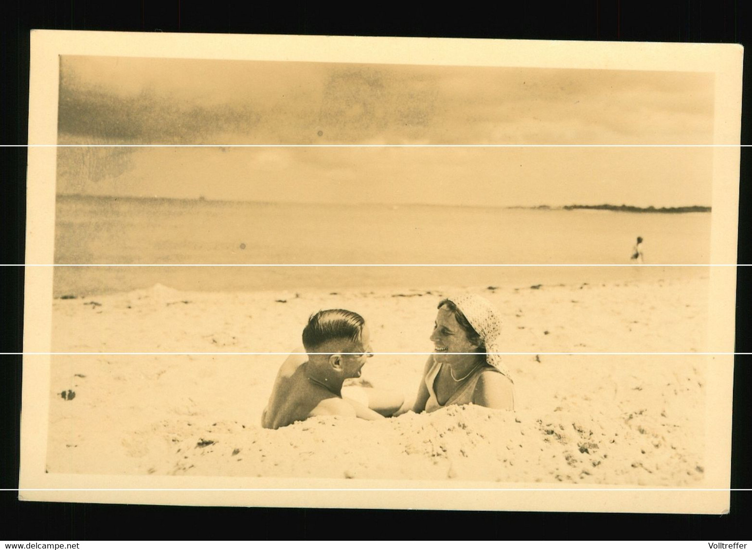 Orig. Foto 30er Jahre, Junges Hübsches Paar Am Strand Im Sand, Young Pretty Lovers On The Beach In The Sand - Main - Kinzig Kreis
