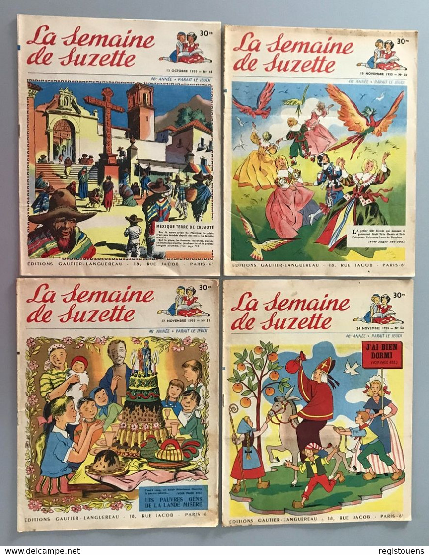 Lot De 4 Revues La Semaine De Suzette 1955 N° 46/50/51/52 - Lots De Plusieurs Livres