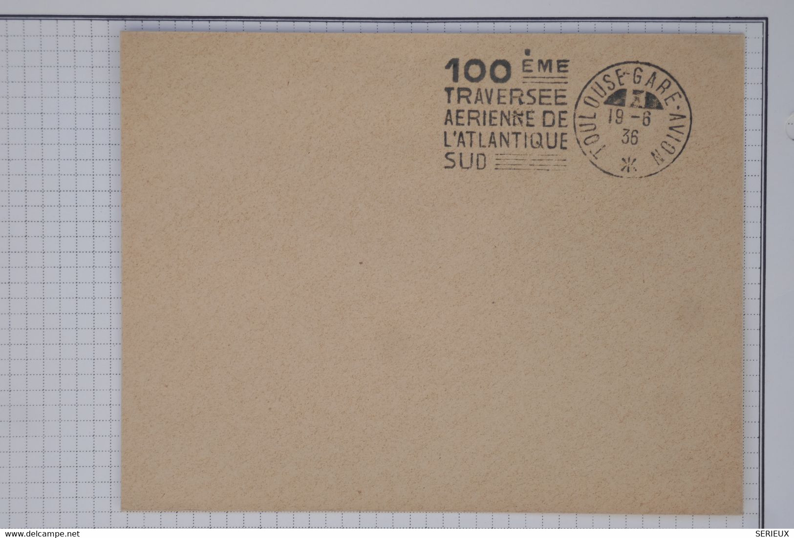 BA2  FRANCE BELLE LETTRE 1936 100 EME TRAVERSEE ATLANTIQUE  SUD +NON VOYAGEE - 1927-1959 Briefe & Dokumente