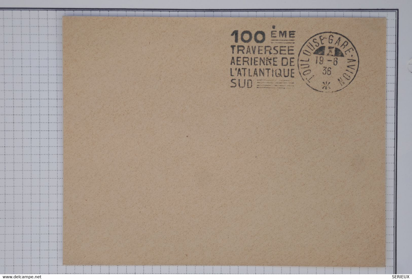 BA2  FRANCE BELLE LETTRE 1936 100 EME TRAVERSEE ATLANTIQUE  SUD +NON VOYAGEE - 1927-1959 Lettres & Documents