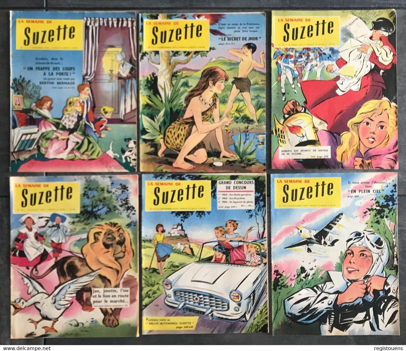 Lot De 6 Revues La Semaine De Suzette 1956 N° 2/3/15/35/41/42 - Wholesale, Bulk Lots