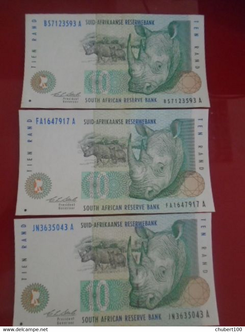 SOUTH AFRICA , P 123a, 10 Rand, Nd 1992, UNC Neuf  , 3 Notes - South Africa