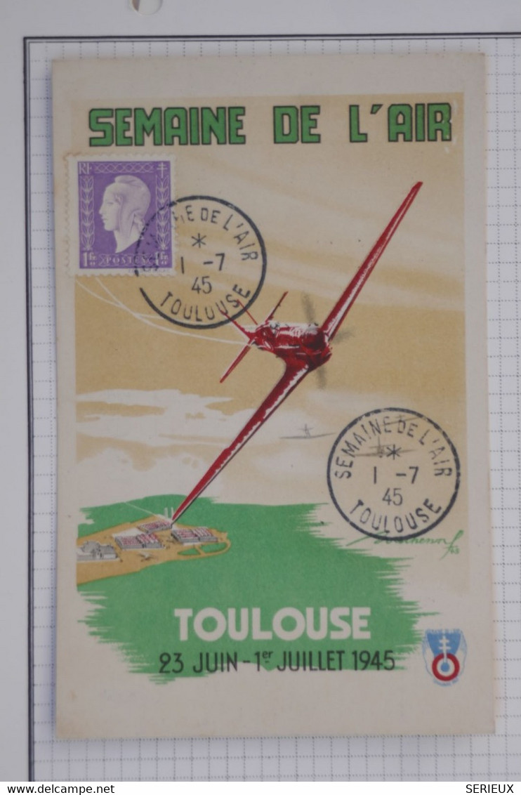 BA2  FRANCE BELLE CARTE  1945 SEMAINE DE L AIR +++DULAC +TOULOUSE+AFFRANCH. PLAISANT - 1927-1959 Lettres & Documents