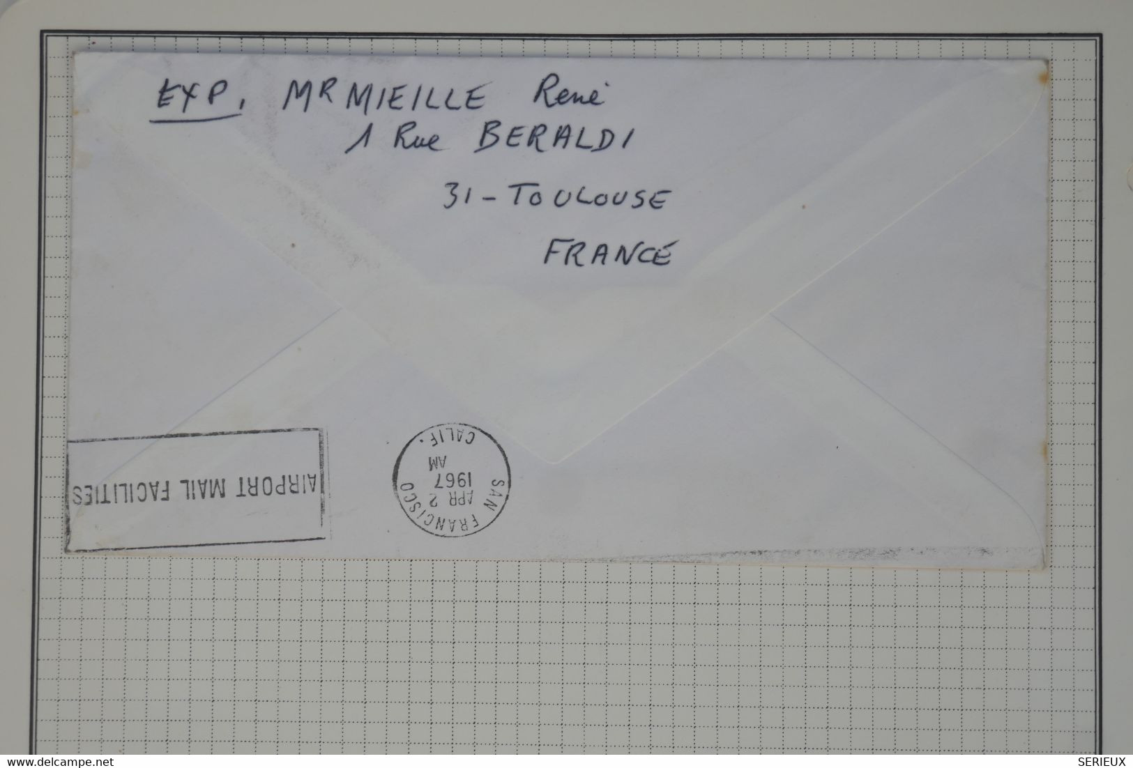 BA2  FRANCE BELLE LETTRE 1967  1ER VOL CLIPPER  PARIS  NEW YORK  FRISCO USA  +AFFRANCH. PLAISANT - First Flight Covers