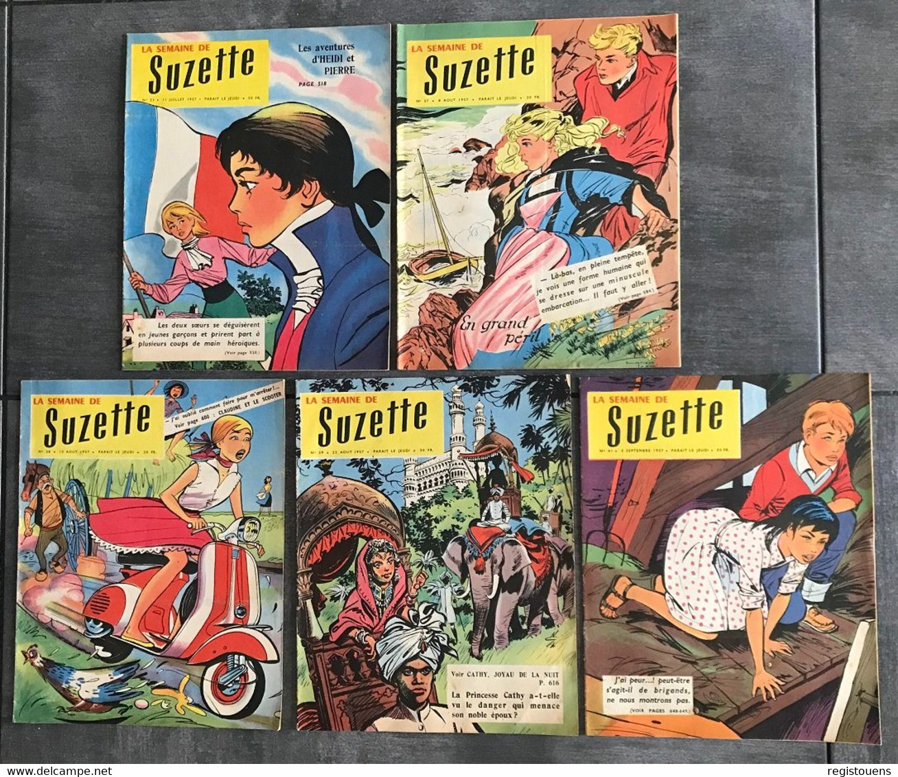 Lot De 5 Revues La Semaine De Suzette 1957 N° 33/37/38/39/41 - Wholesale, Bulk Lots