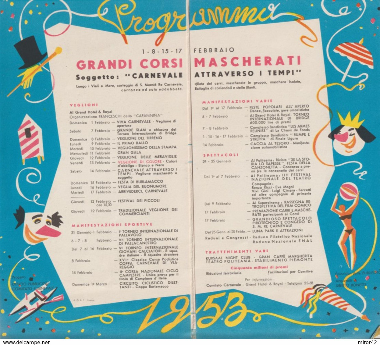 286-Viareggio-Carnevale 1953-Raro Depliant Di 8 Facciate - Carnaval