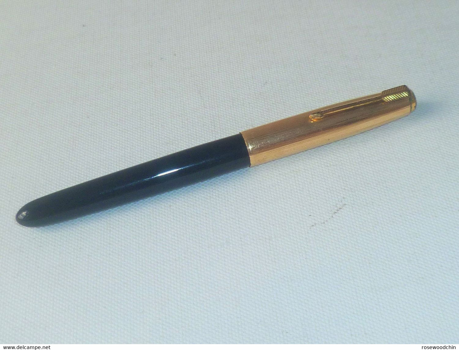 Vintage !!  Authentic Parker 51 Gold Filled Cap (1/10-12k) Black Fountain Pen W Box USA (#88) - Stylos