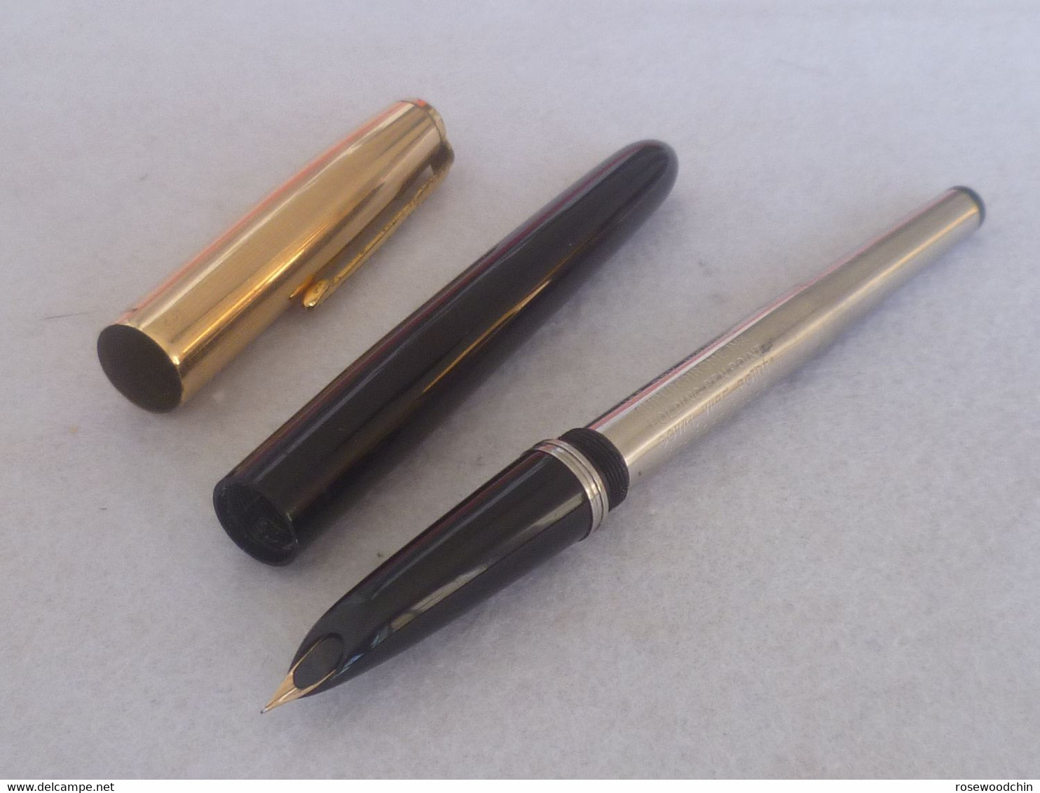 Vintage !!  Authentic Parker 51 Gold Filled Cap (1/10-12k) Black Fountain Pen w Box USA (#88)