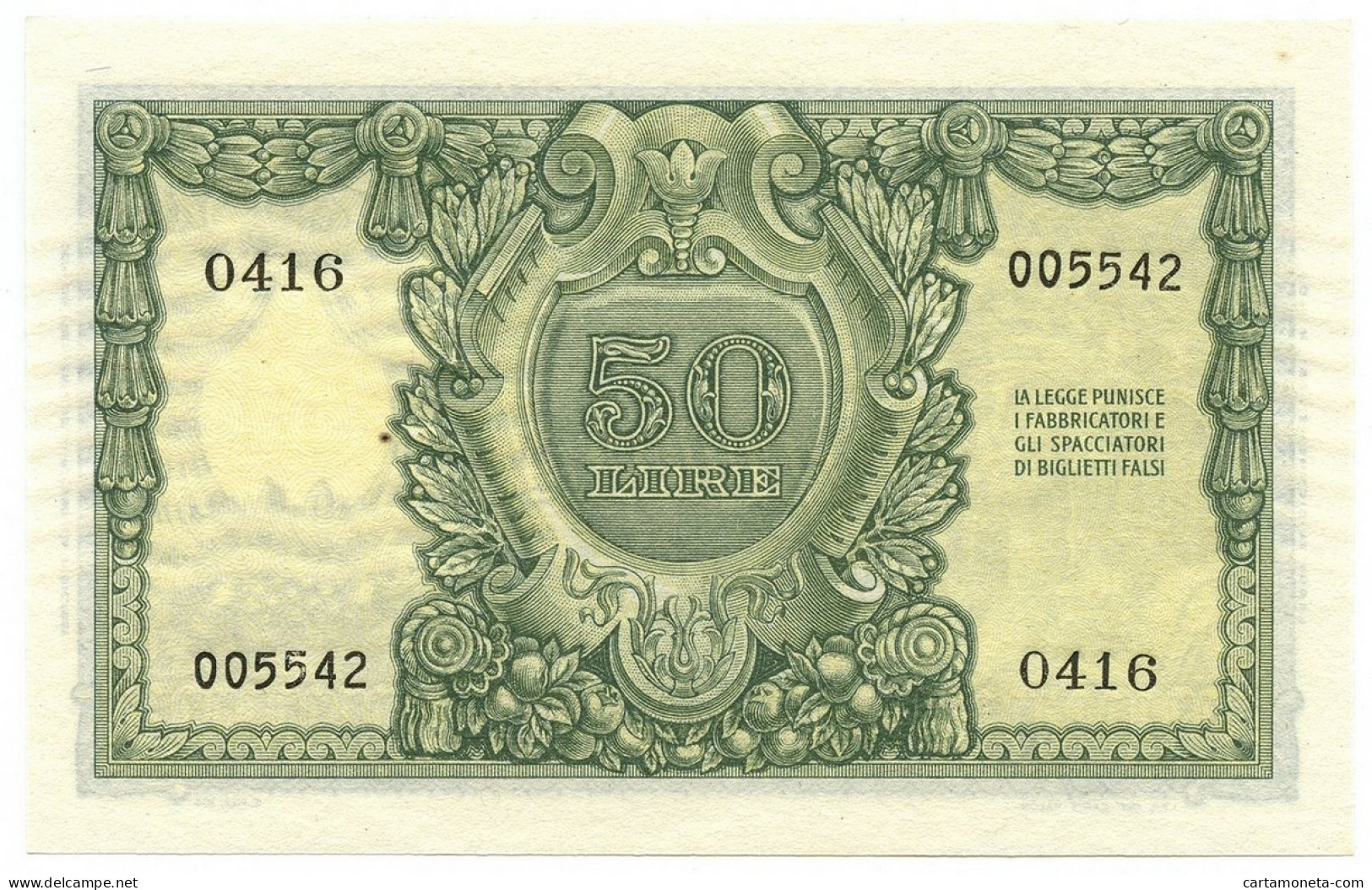 50 LIRE BIGLIETTO DI STATO ITALIA ELMATA BOLAFFI 31/12/1951 FDS-/FDS - Altri & Non Classificati