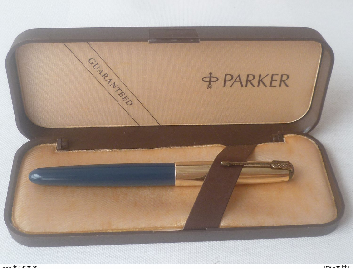 Vintage !! Authentic Parker 51 Gold Filled Cap (1/10-12k) Ocean Blue Fountain Pen (#91) - Stylos