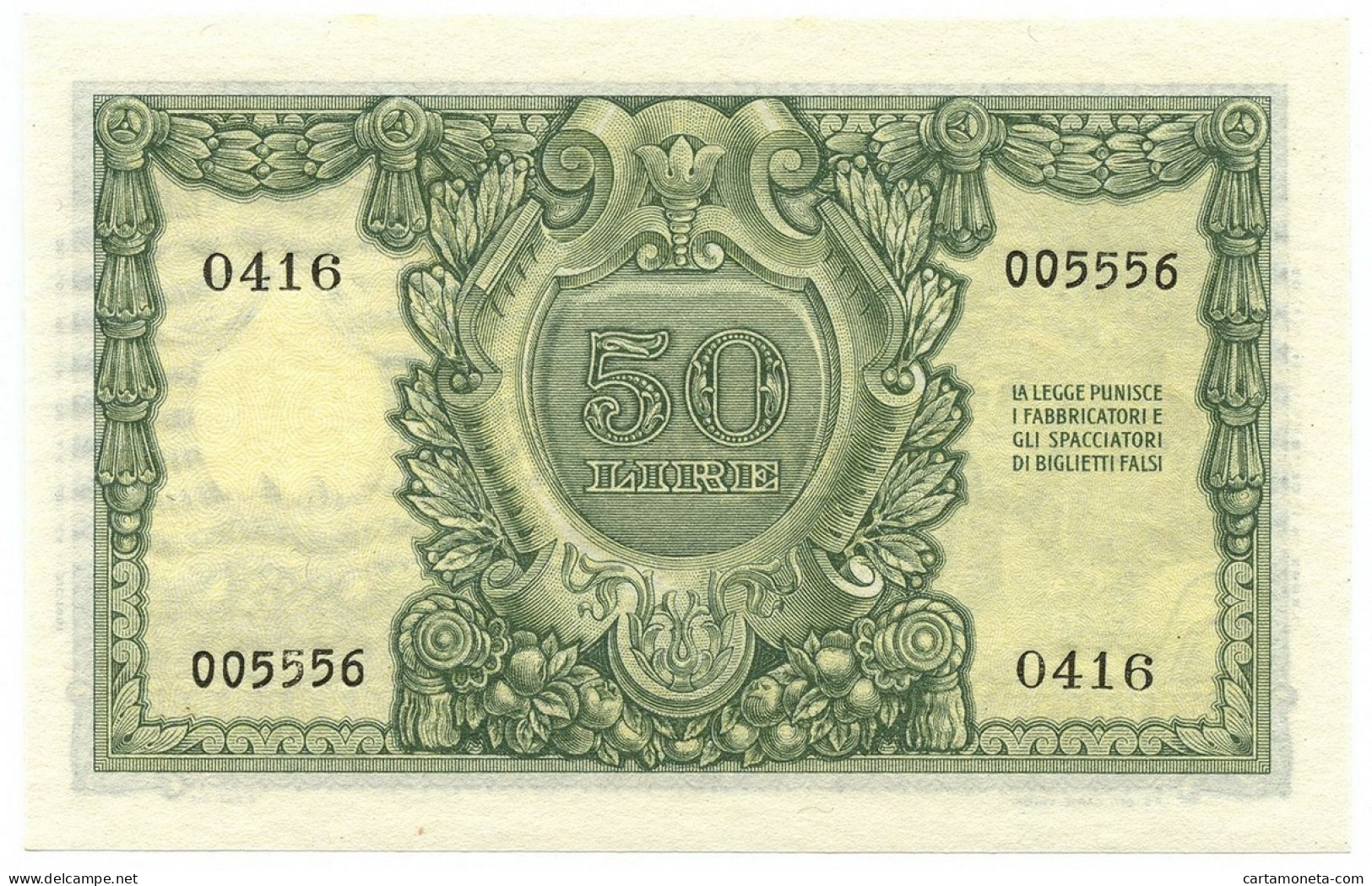 50 LIRE BIGLIETTO DI STATO ITALIA ELMATA BOLAFFI 31/12/1951 FDS - Autres & Non Classés