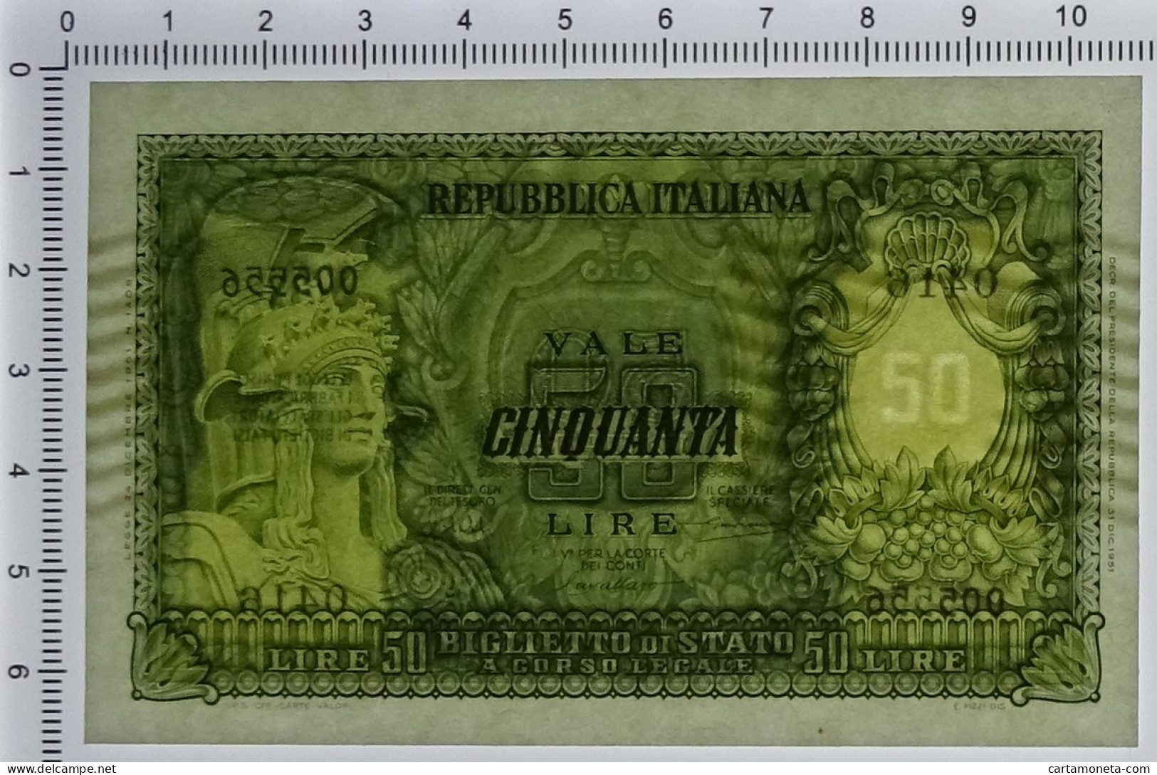 50 LIRE BIGLIETTO DI STATO ITALIA ELMATA BOLAFFI 31/12/1951 FDS - Sonstige & Ohne Zuordnung