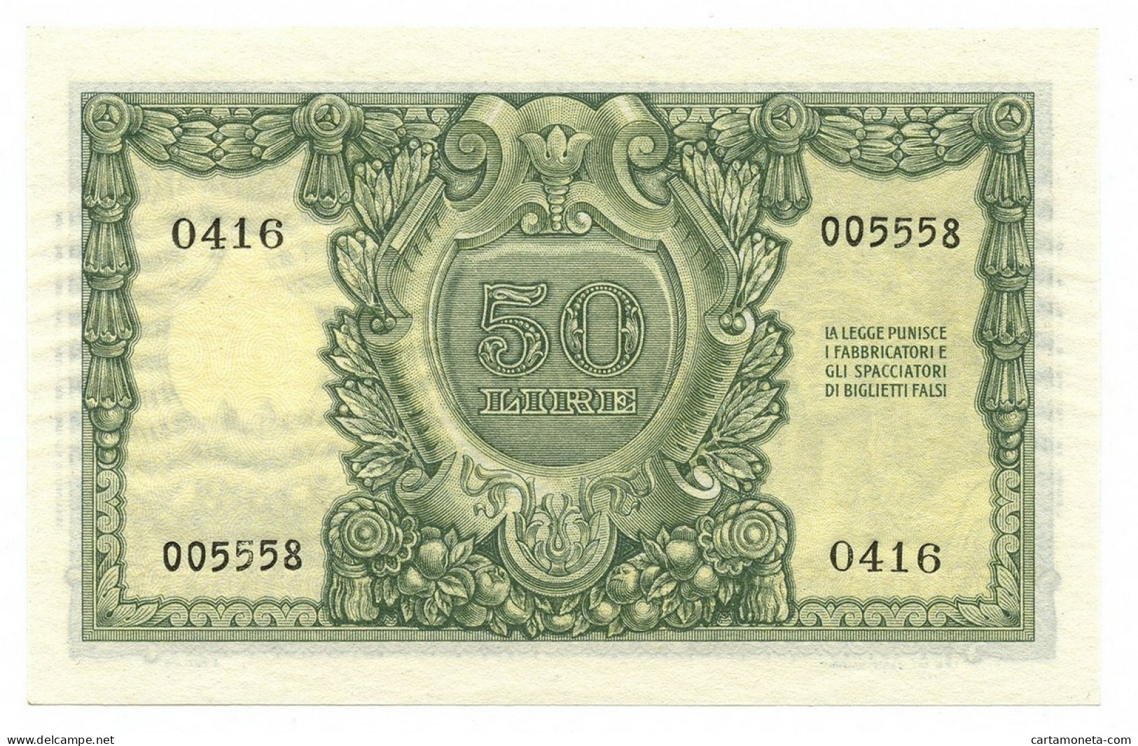 50 LIRE BIGLIETTO DI STATO ITALIA ELMATA BOLAFFI 31/12/1951 FDS - Otros & Sin Clasificación