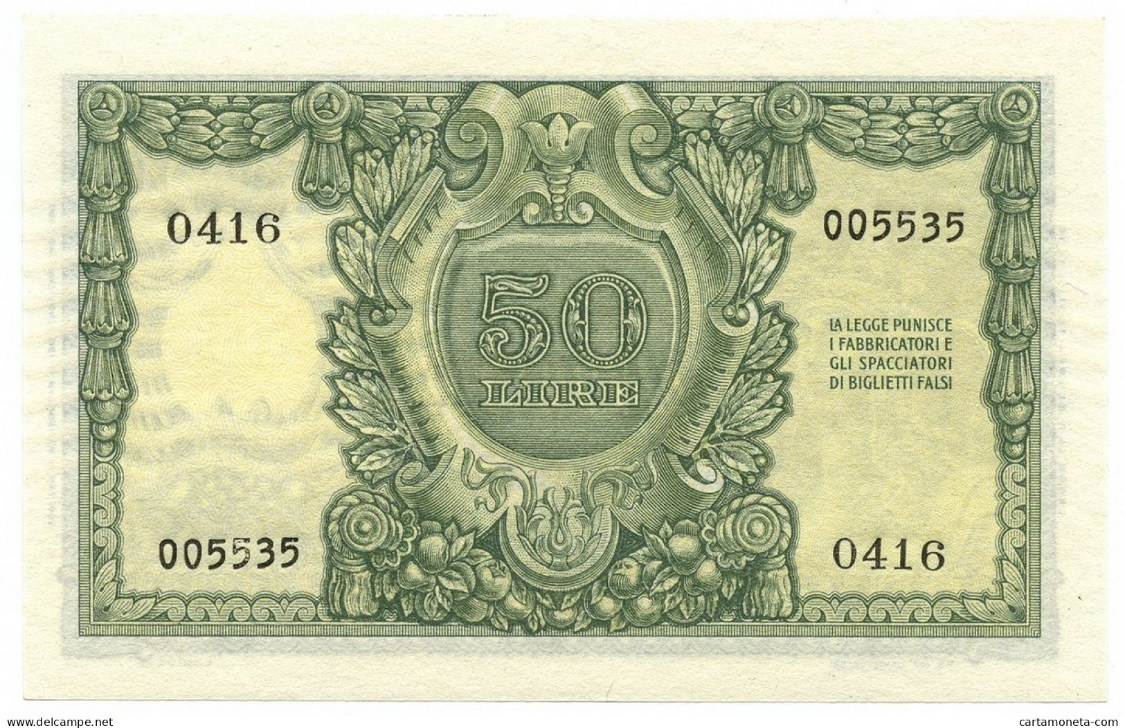 50 LIRE BIGLIETTO DI STATO ITALIA ELMATA BOLAFFI 31/12/1951 FDS - Other & Unclassified