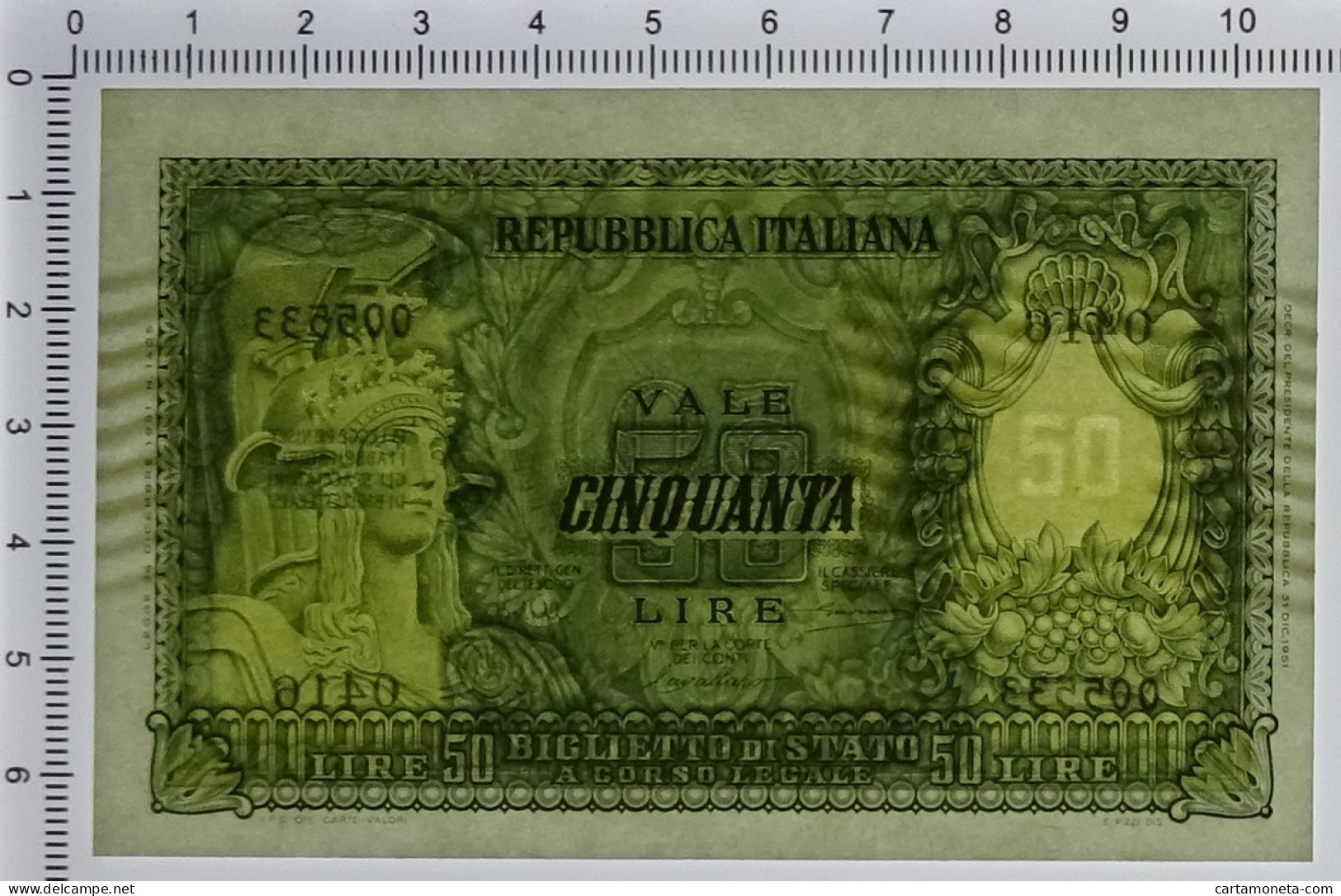 50 LIRE BIGLIETTO DI STATO ITALIA ELMATA BOLAFFI 31/12/1951 FDS - Sonstige & Ohne Zuordnung