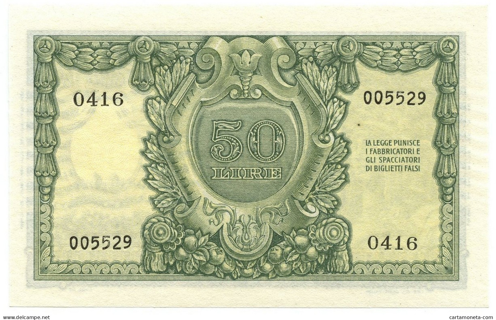 50 LIRE BIGLIETTO DI STATO ITALIA ELMATA BOLAFFI 31/12/1951 FDS-/FDS - Other & Unclassified