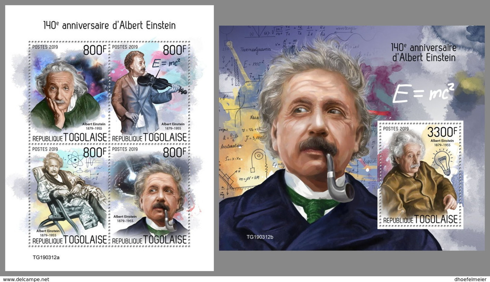 TOGO 2019 MNH Albert Einstein M/S+S/S - OFFICIAL ISSUE - DH1933 - Albert Einstein