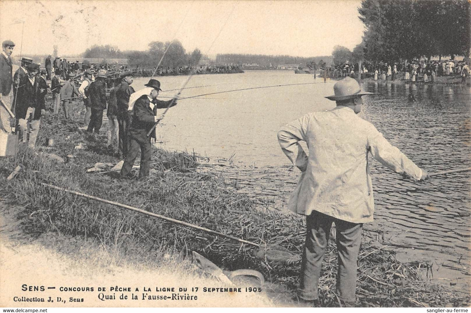 CPA 89 SENS CONCOURS DE PECHE A LA LIGNE 1905 QUAI DE LA FAUSSE RIVIERE - Sens