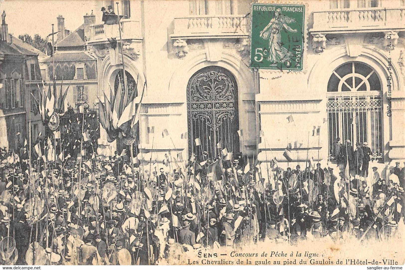 CPA 89 SENS CONCOURS DE PECHE A LA LIGNE 1905 LES CHEVALIERS DE LA GAULE (cliché Rare - Sens